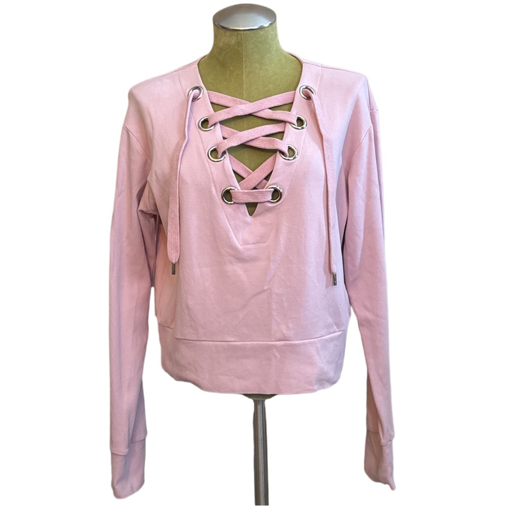 REDHEAD Pink Lace-Up Women's Pullover